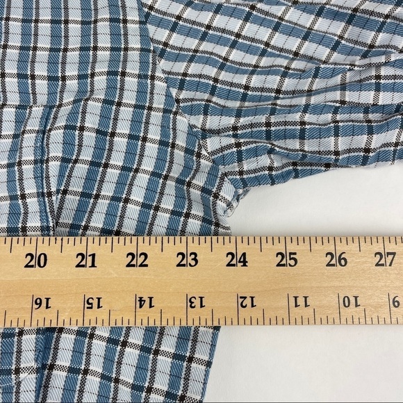 Alan Flusser Button Up Shirt Mens XL Blue Black Plaid - Picture 7 of 8